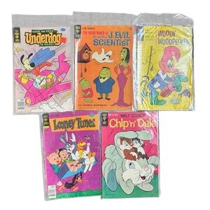 Vintage Gold Key Comics Underdog Woody Woodpecker J. Evil Scientist Looney Tunes